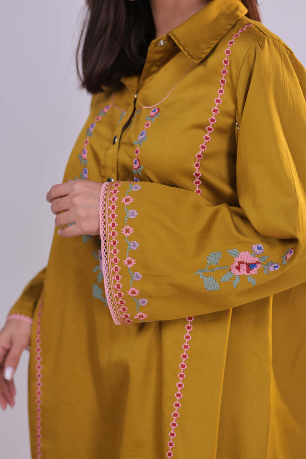 The X-Stitch Embroidered Cotton Co-ord Set