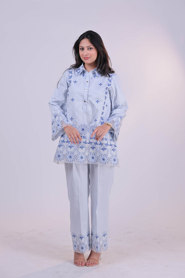 Soft Whisper Embroidered Cotton Co-ord Set