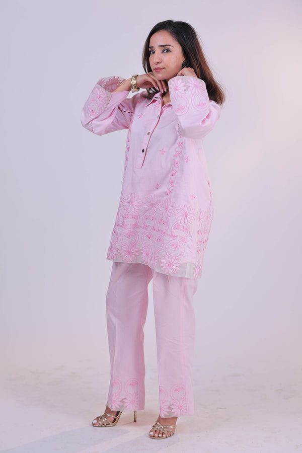 Soft Whisper Embroidered Cotton Co-ord Set