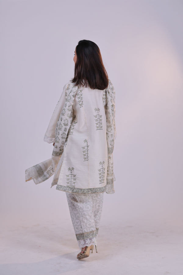 Bagdu & Dabu Ivory Green Suit Set
