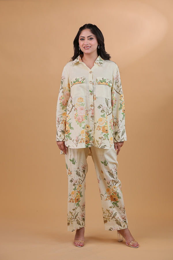 Floral Whisper Pure Linen Co-ord Set