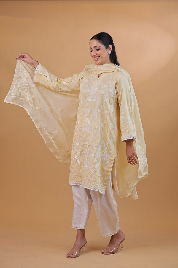 Butter Yellow Embroidered Suit Set