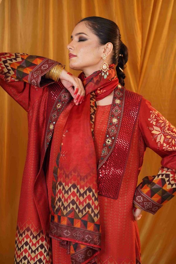 Mahalkari Kantha work jacket - Maroon