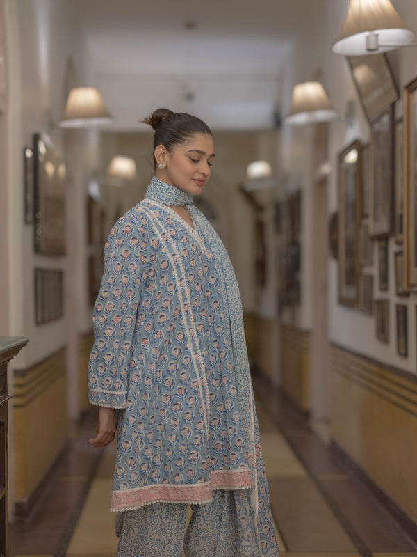 Baagru Handcrafted Cotton Suit Set with Farshi Salwar