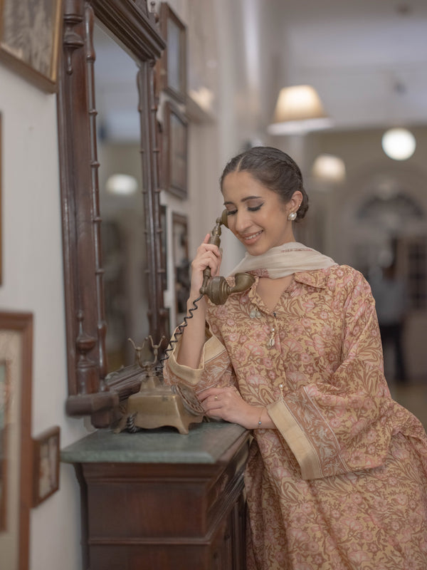 Handcrafted Maheshwari Suit - Kaftaan Style