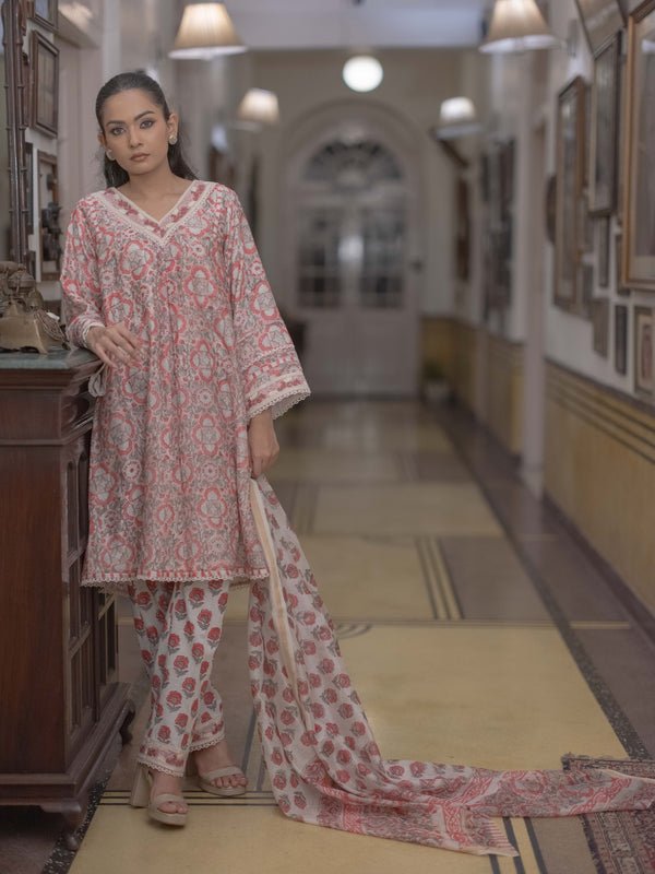 Bagru Bloom: Handcrafted Maheshwari Suit Set