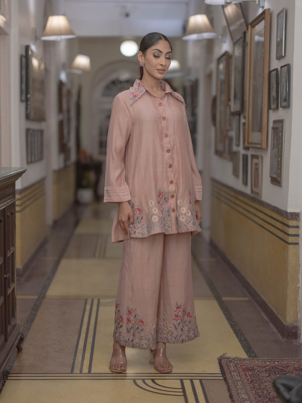 Mal Chanderi Co-ord Set-Blush Pink