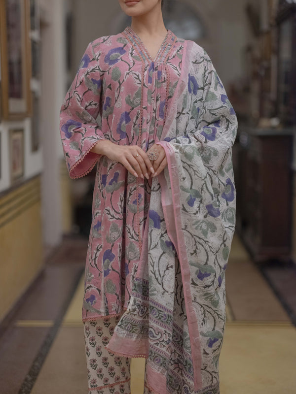 Bagru Bloom: Handcrafted Linen Suit Set