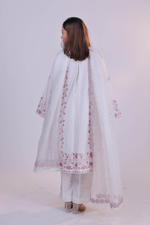 Ivory Garden Embroidered Cotton Suit Set