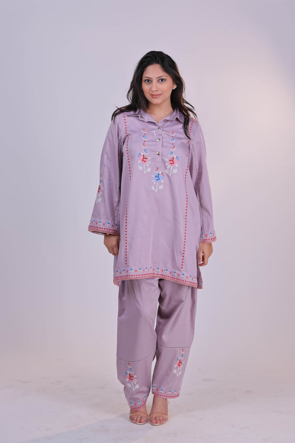 The X-Stitch Embroidered Cotton  Co-ord Set