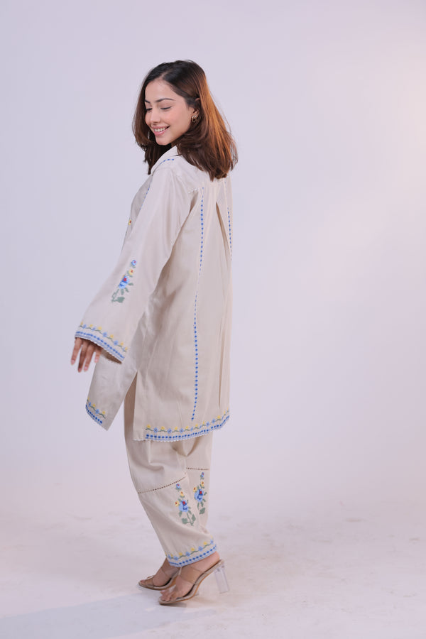 The X-Stitch Embroidered Cotton  Co-ord Set
