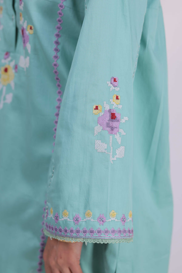 The X-Stitch Embroidered Cotton  Co-ord Set