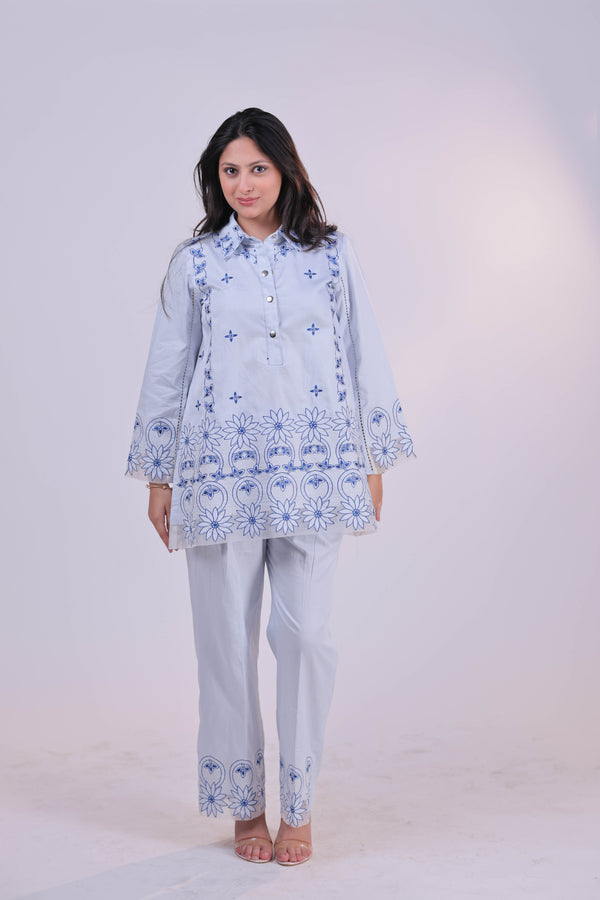 Soft Whisper Embroidered Cotton Co-ord Set