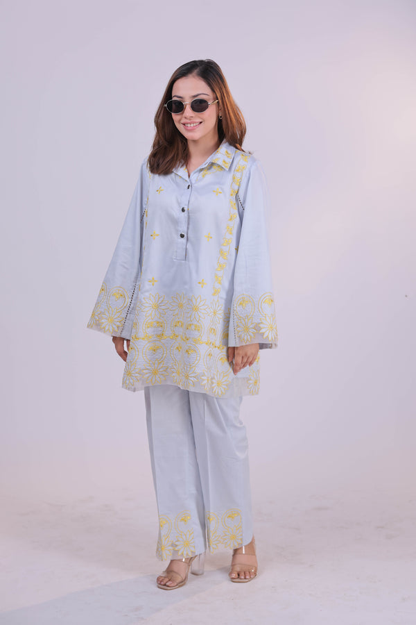 Soft Whisper Embroidered Cotton Co-ord Set