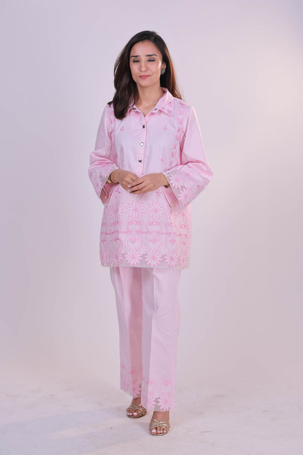 Soft Whisper Embroidered Cotton Co-ord Set