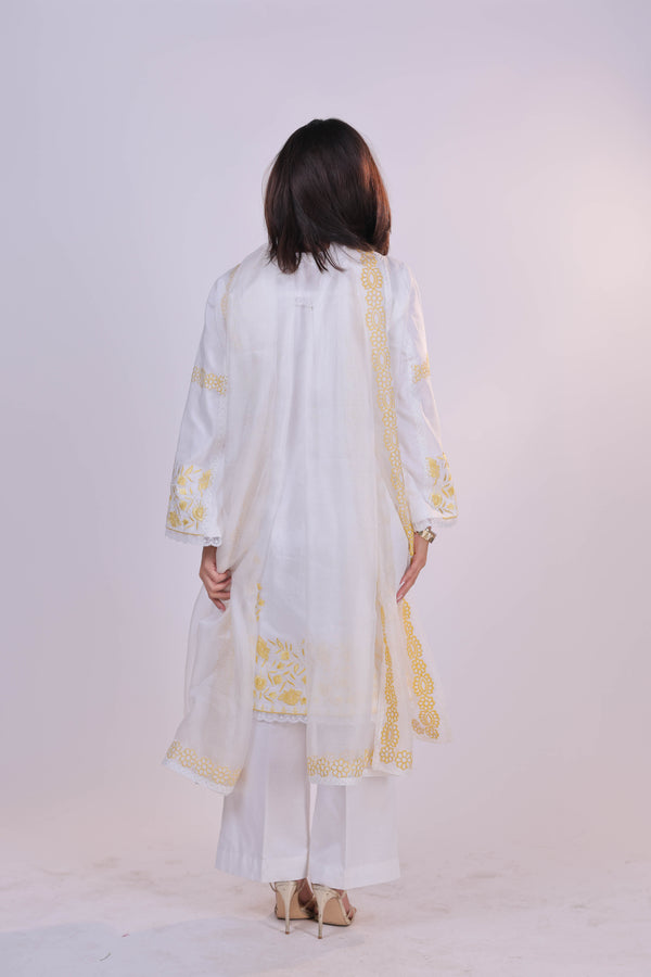Ivory Garden Embroidered Cotton Suit Set