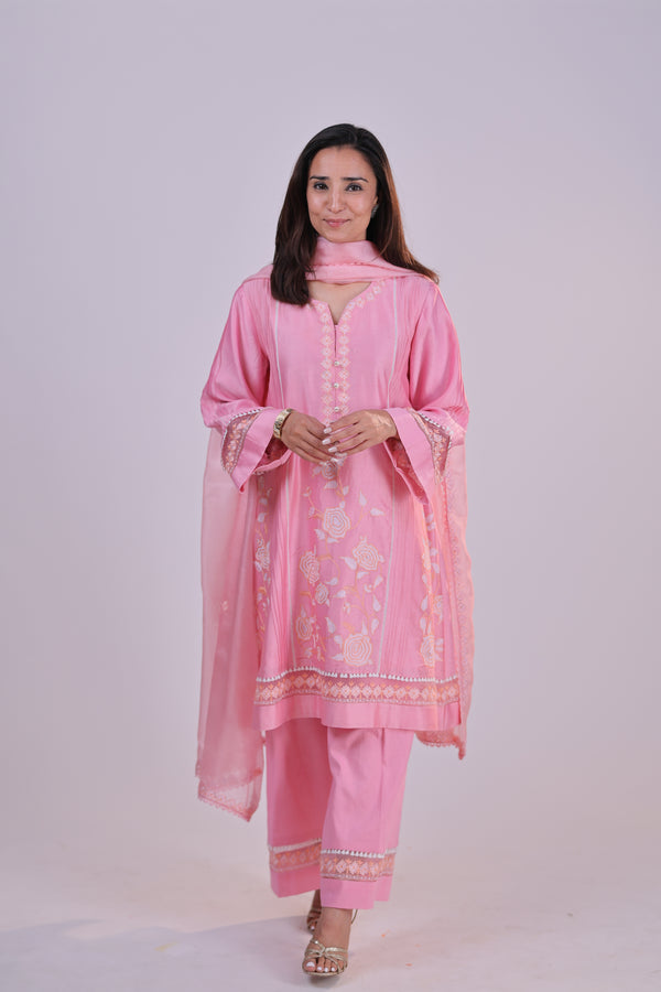 Chanderi Suit set : Pink