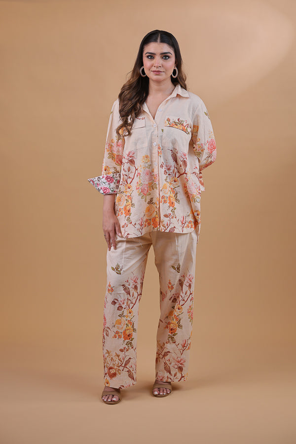 Floral Whisper Pure Linen Co-ord Set
