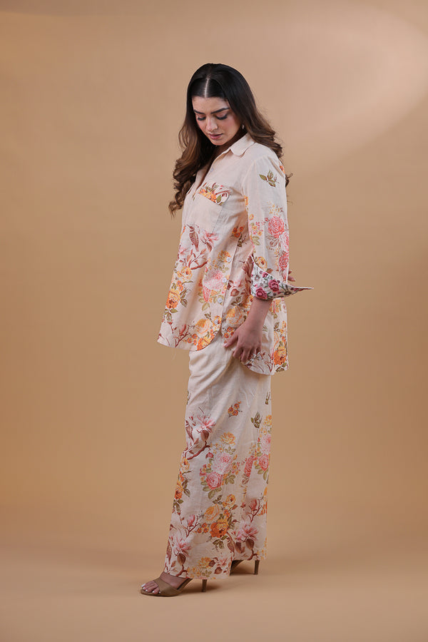 Floral Whisper Pure Linen Co-ord Set