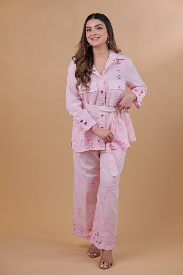 Blush Bloom Cutwork Co-ord Set