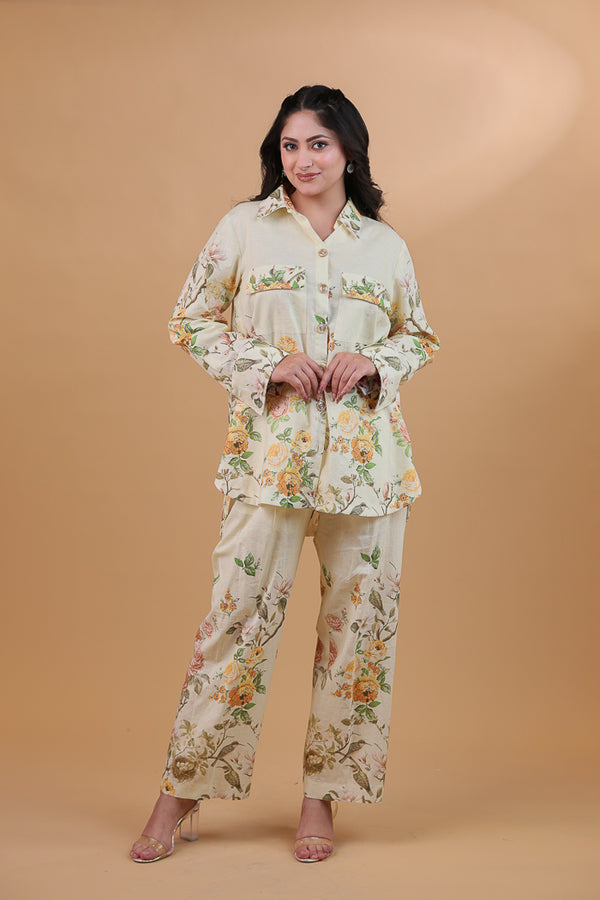 Floral Whisper Pure Linen Co-ord Set