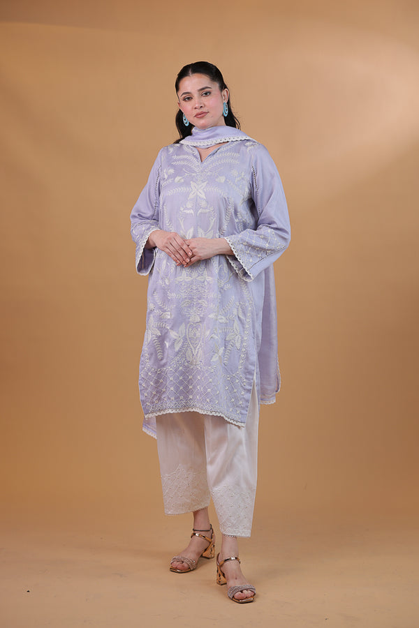 Mauve Embroidered Suit Set
