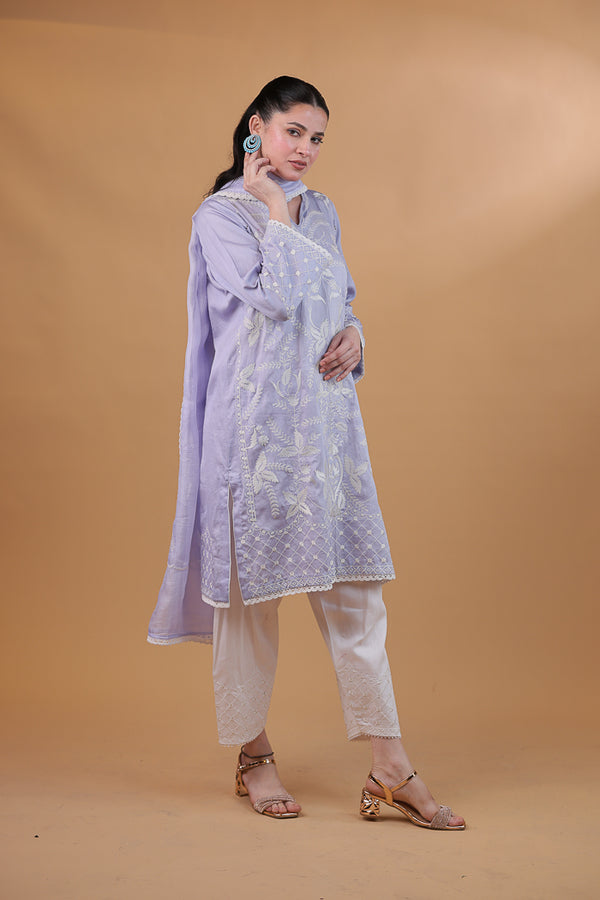 Mauve Embroidered Suit Set