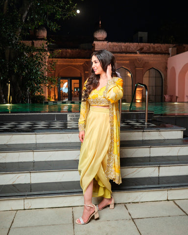 Lime Yellow three-piece Cape set