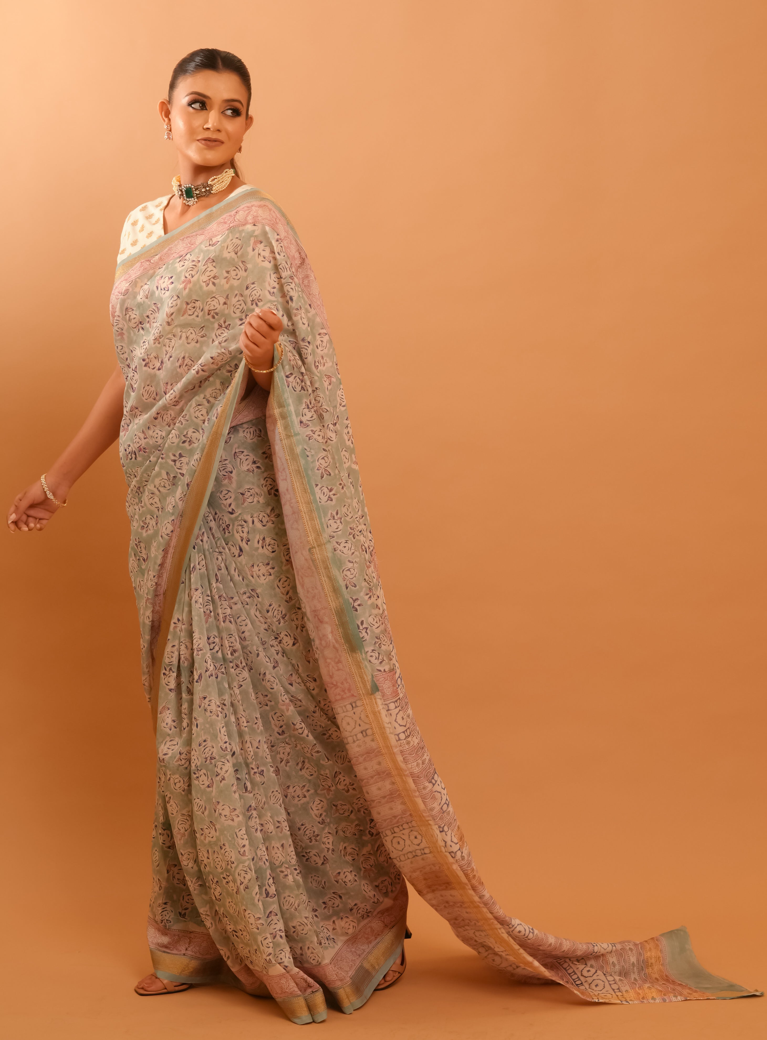 Mitti Raag: Hand Block Printed Maheshwari Sarees