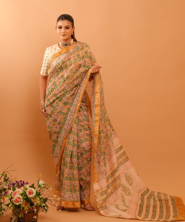 Mitti Raag: Hand Block Printed Maheshwari Sarees