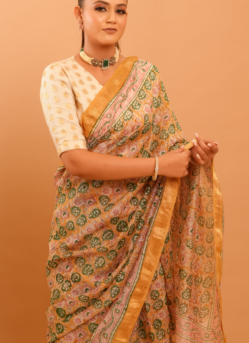 Mitti Raag: Hand Block Printed Maheshwari Sarees