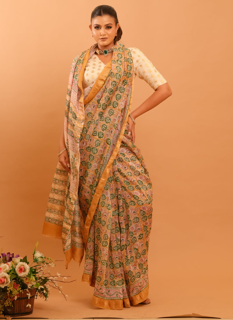 Mitti Raag: Hand Block Printed Maheshwari Sarees