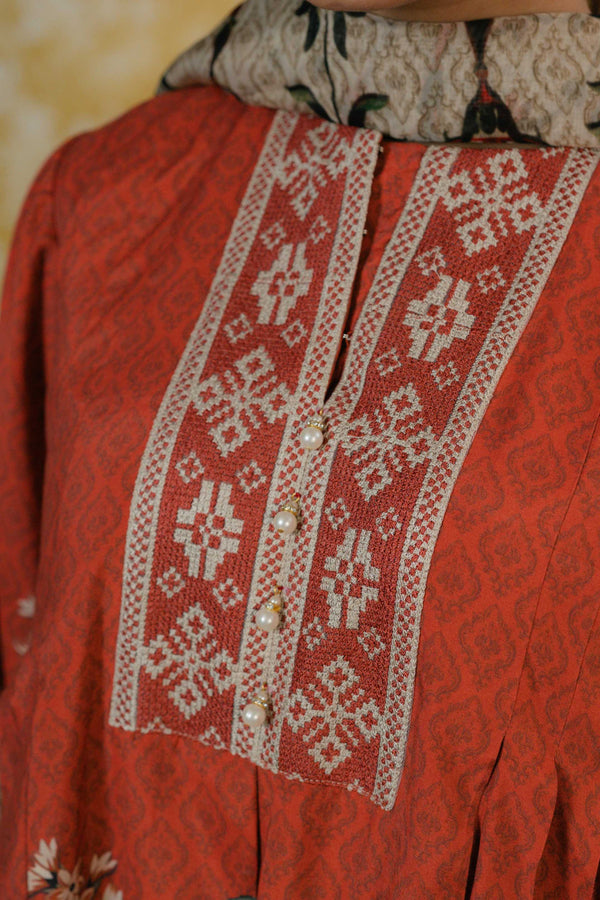 Muslin Cotton Suit- Rust Orange