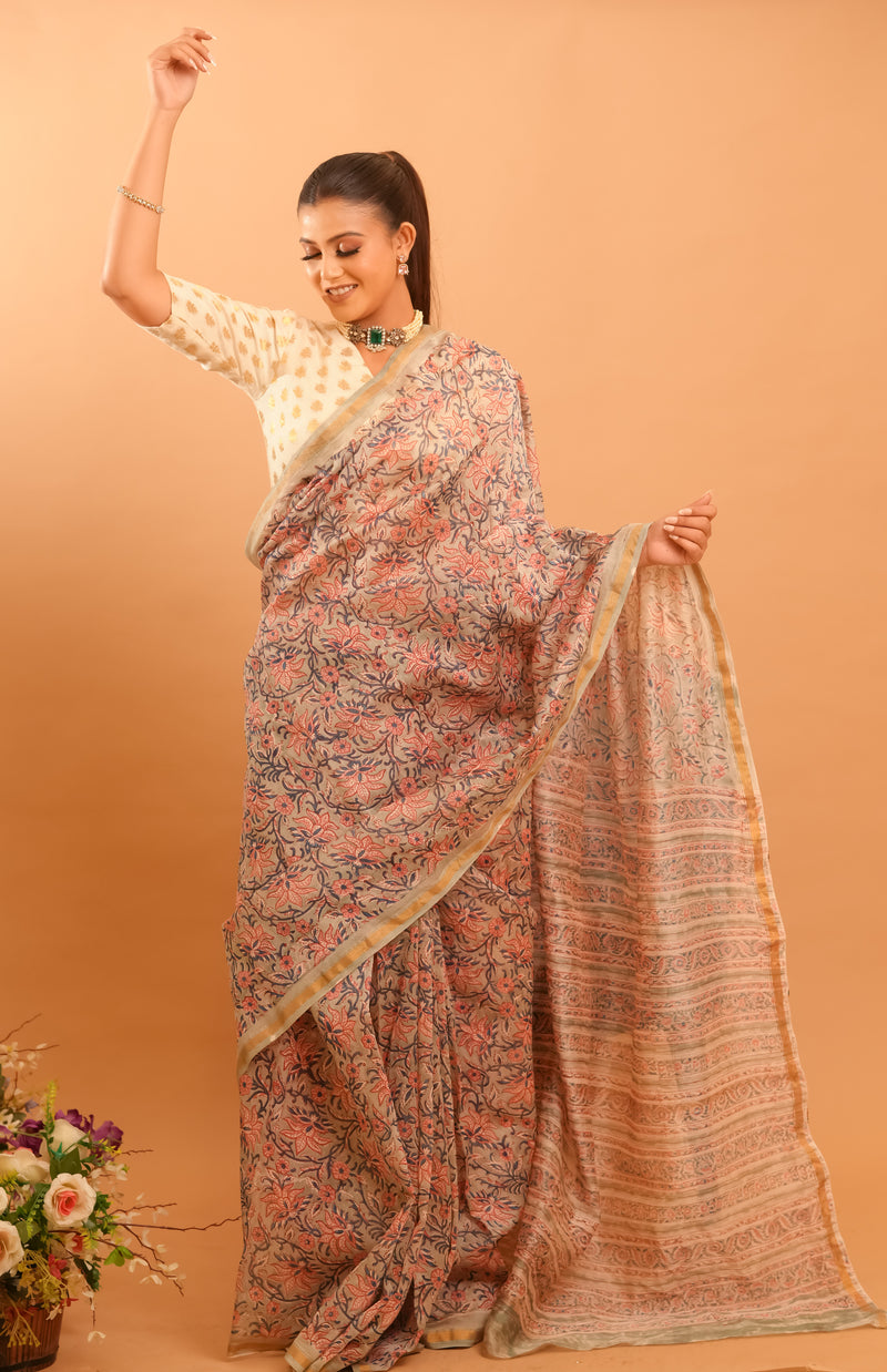 Mitti Raag: Hand Block Printed Maheshwari Sarees
