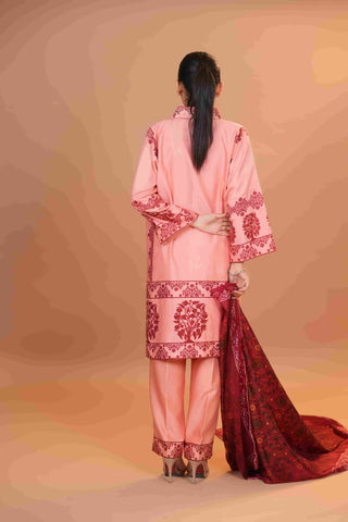 Tussar Chanderi Silk Suit - (Peach)