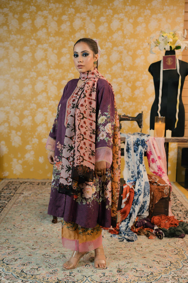 Muslin Cotton Suit- Purple