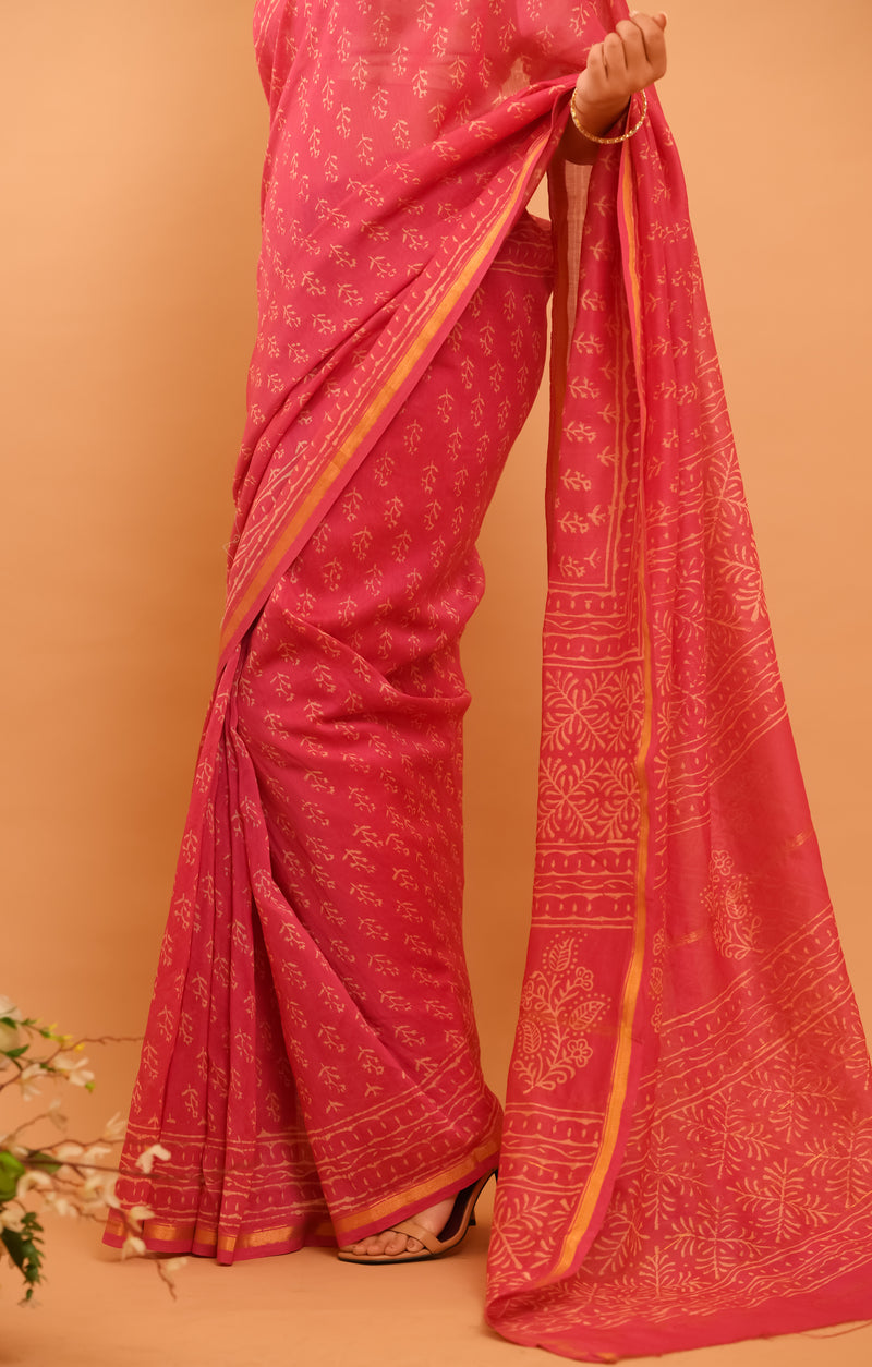Mitti Raag: Hand Block Printed Maheshwari Sarees