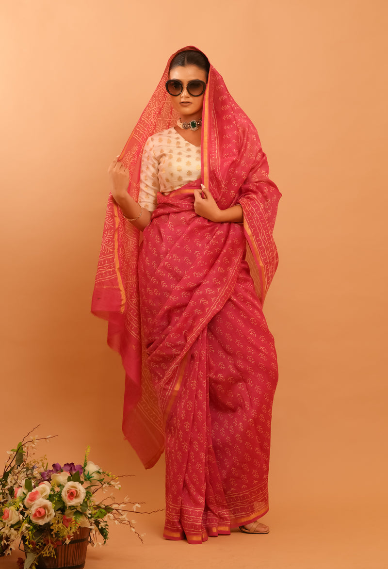 Mitti Raag: Hand Block Printed Maheshwari Sarees