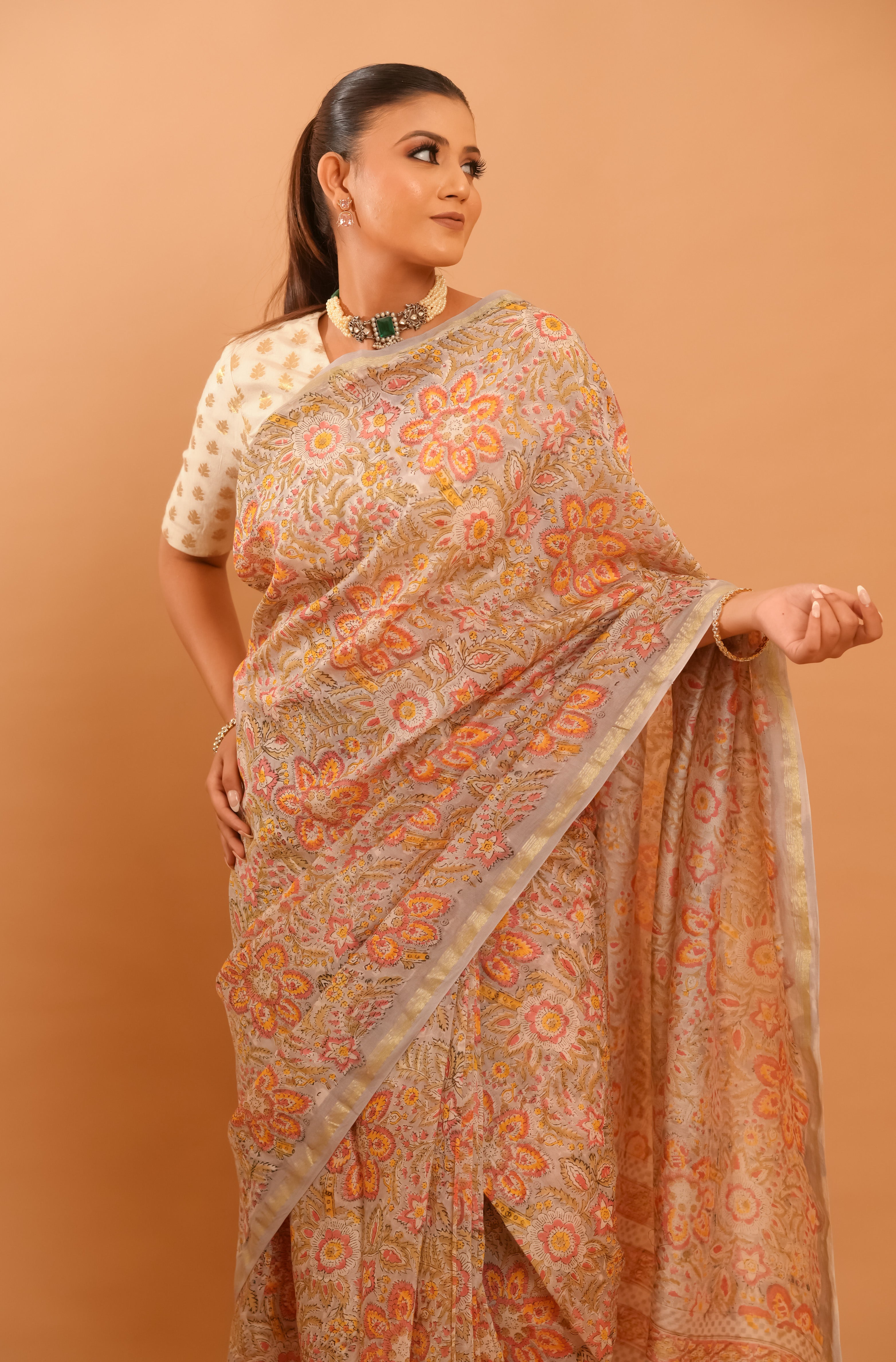 Mitti Raag: Hand Block Printed Maheshwari Sarees