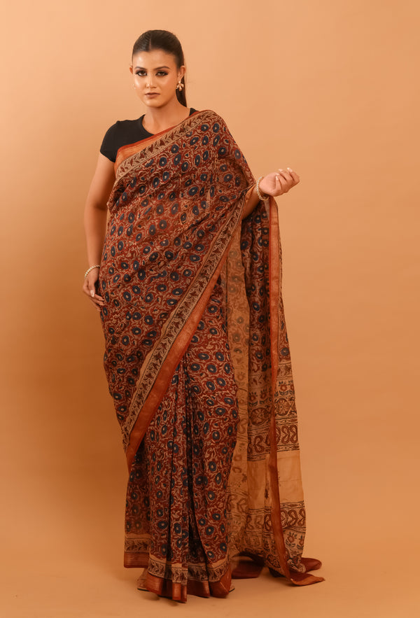 Mitti Raag: Hand Block Printed Maheshwari Sarees