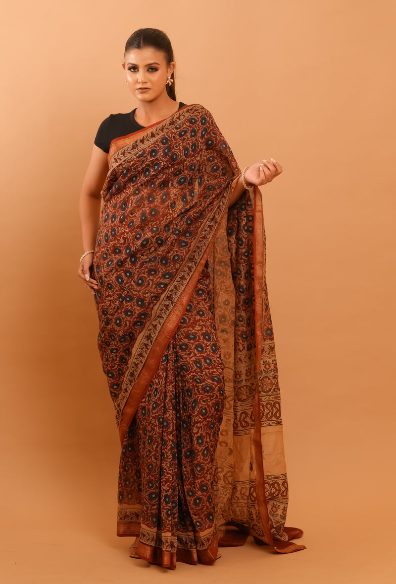 Mitti Raag: Hand Block Printed Maheshwari Sarees
