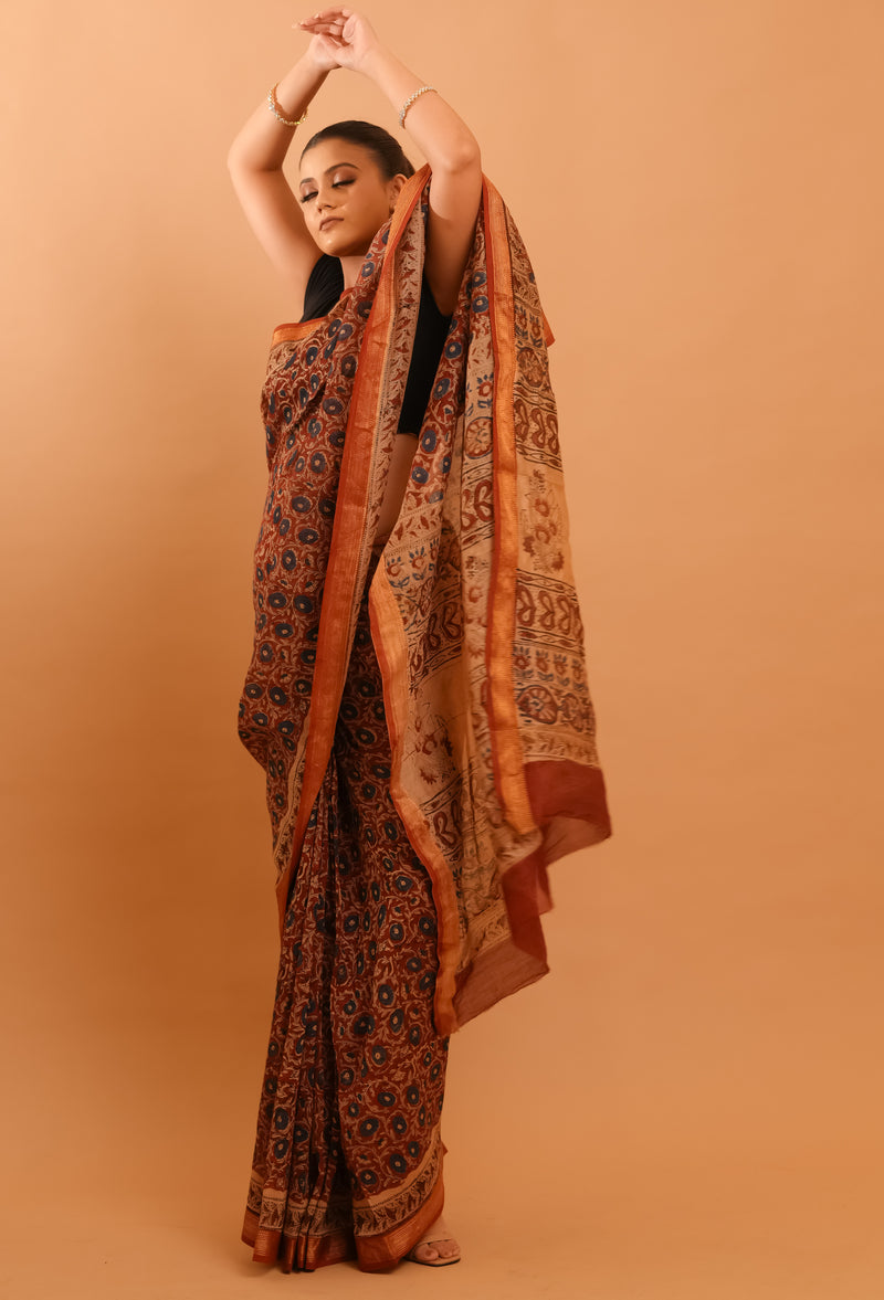 Mitti Raag: Hand Block Printed Maheshwari Sarees
