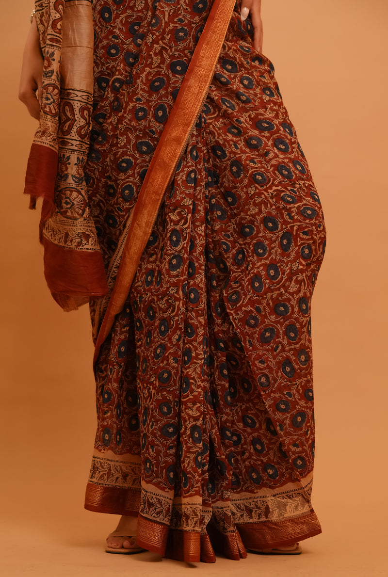 Mitti Raag: Hand Block Printed Maheshwari Sarees