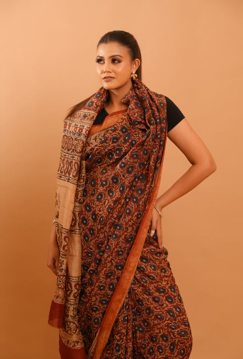 Mitti Raag: Hand Block Printed Maheshwari Sarees
