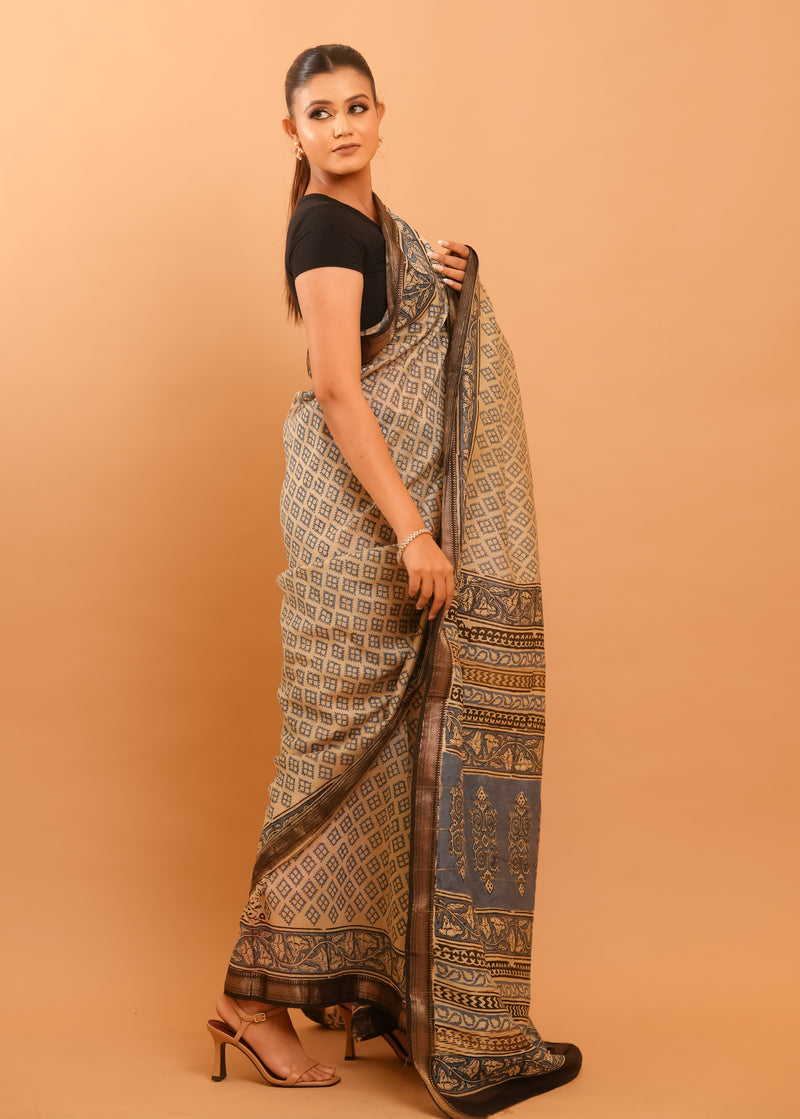 Mitti Raag: Hand Block Printed Maheshwari Sarees