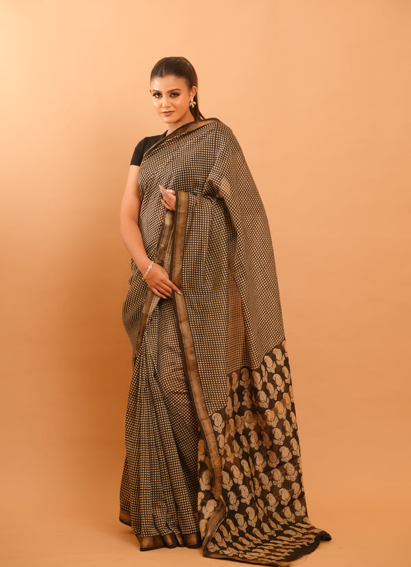 Mitti Raag: Hand Block Printed Maheshwari Sarees