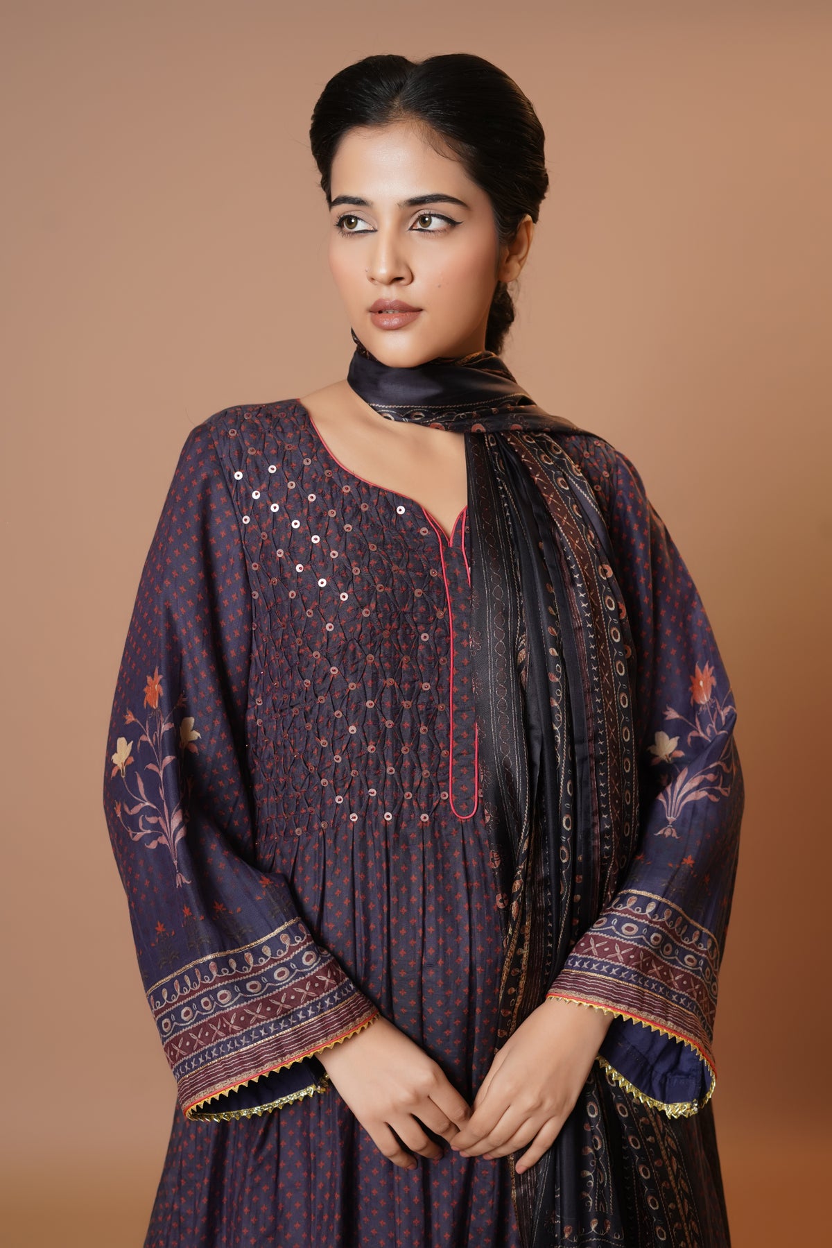 Mahalkari Rajwara Smokey effect Anarkali - Blue