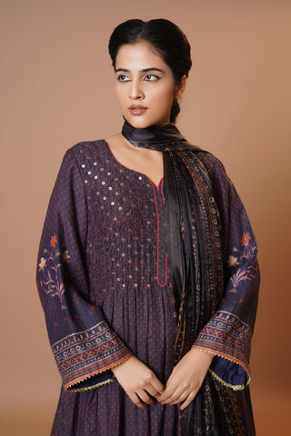 Mahalkari Rajwara Smokey effect Anarkali - Blue