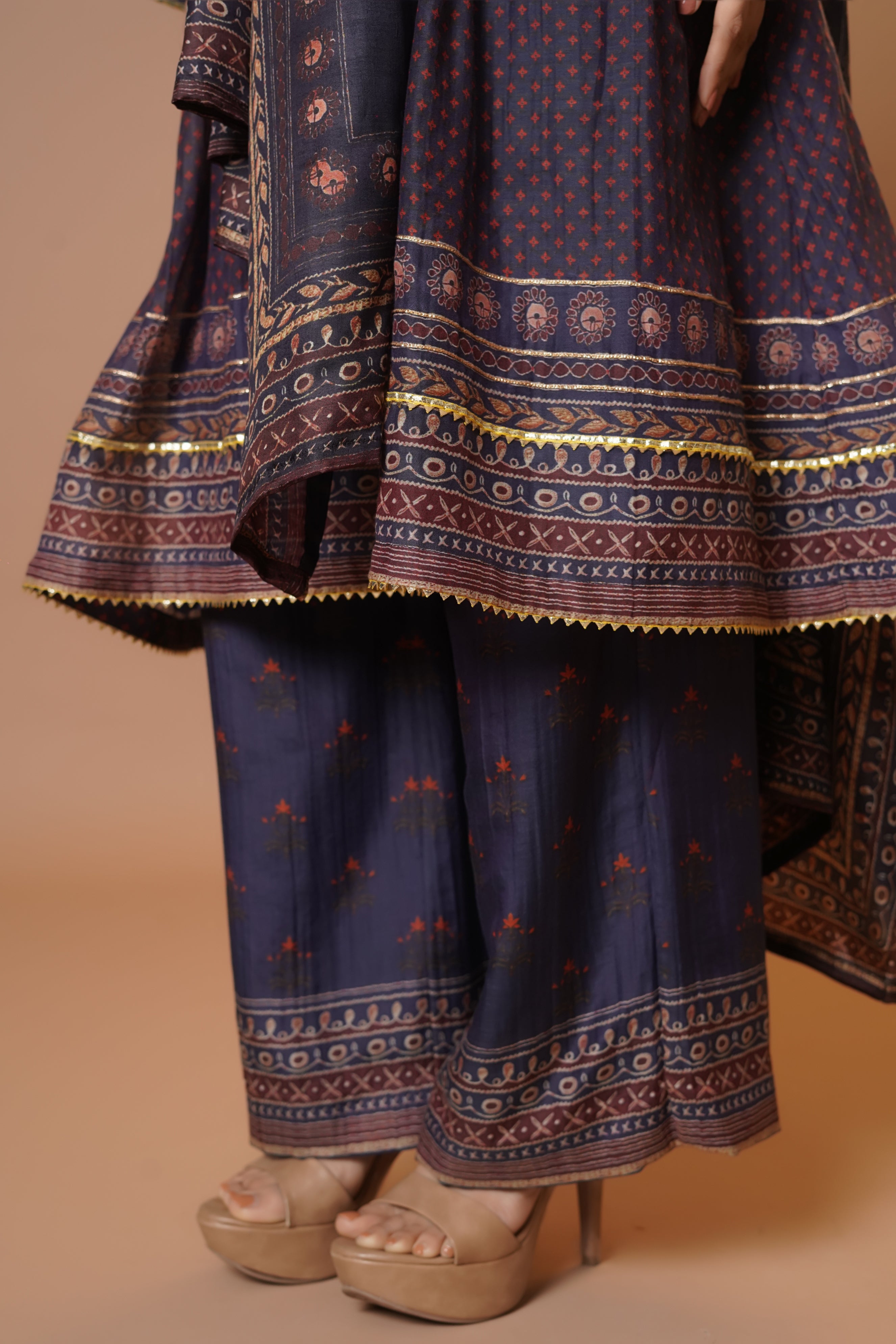 Mahalkari Rajwara Smokey effect Anarkali - Blue