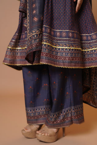 Mahalkari Rajwara Smokey effect Anarkali - Blue